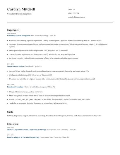 Consultant-Systems Integration Resume