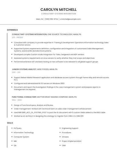 Consultant-Systems Integration Resume