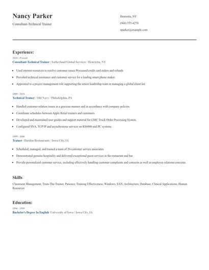 Consultant-Technical Trainer Resume