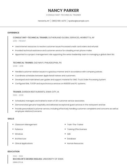 Consultant-Technical Trainer Resume