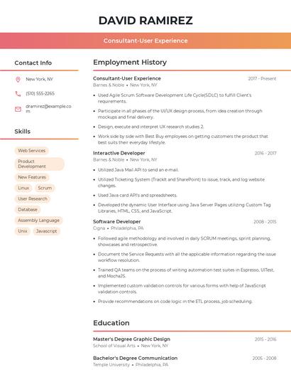 Consultant-User Experience Resume