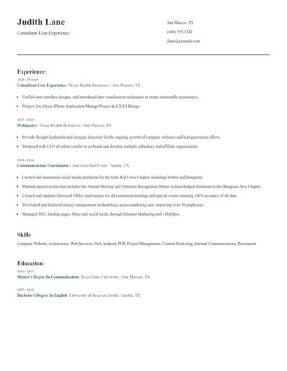 Consultant-User Experience Resume