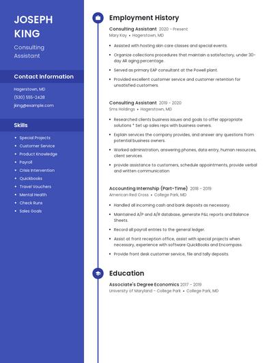 Consulting Assistant Resume