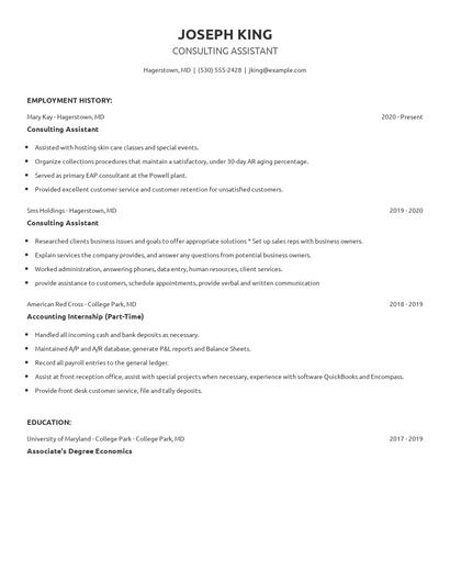 Consulting Assistant Resume