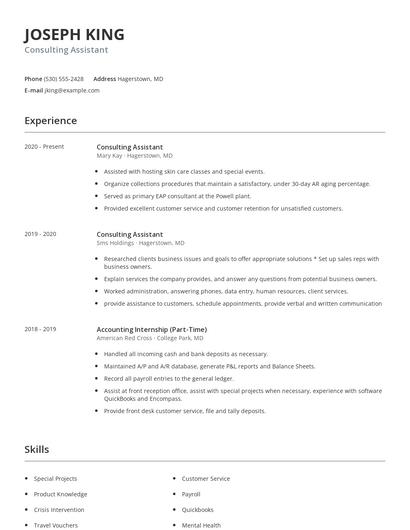 Consulting Assistant Resume