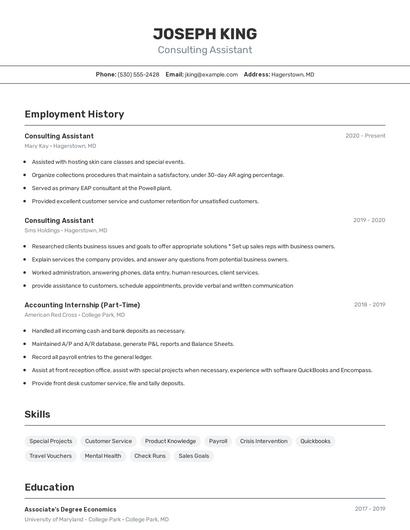 Consulting Assistant Resume