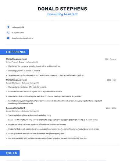 Consulting Assistant Resume
