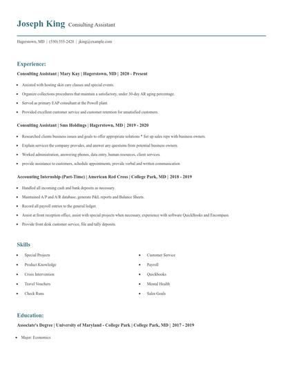 Consulting Assistant Resume
