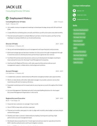 Consulting Director Of Sales Resume