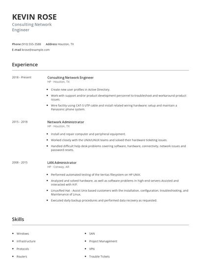 Consulting Network Engineer Resume