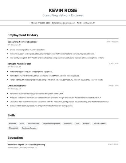 Consulting Network Engineer Resume