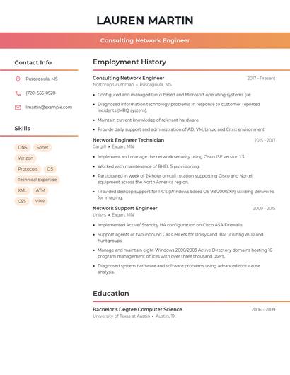Consulting Network Engineer Resume