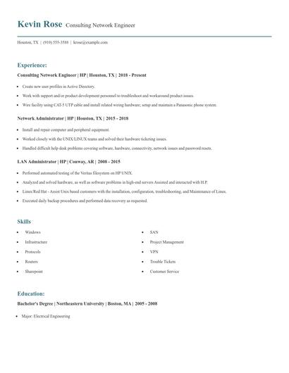 Consulting Network Engineer Resume