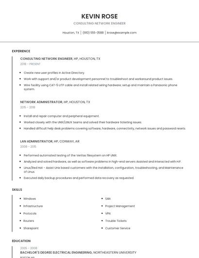Consulting Network Engineer Resume
