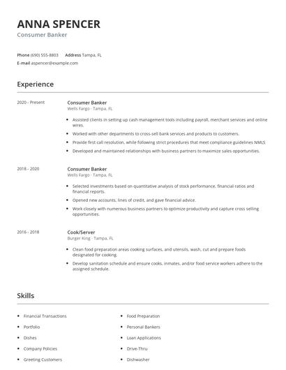 Consumer Banker Resume