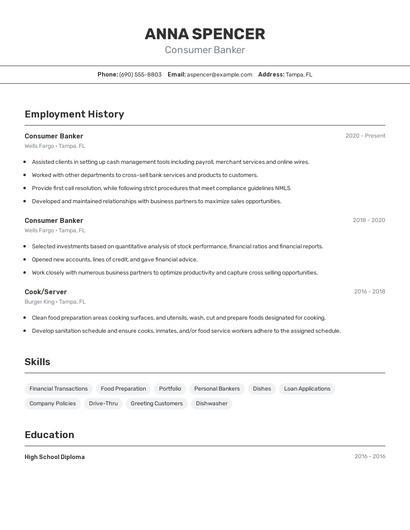 Consumer Banker Resume