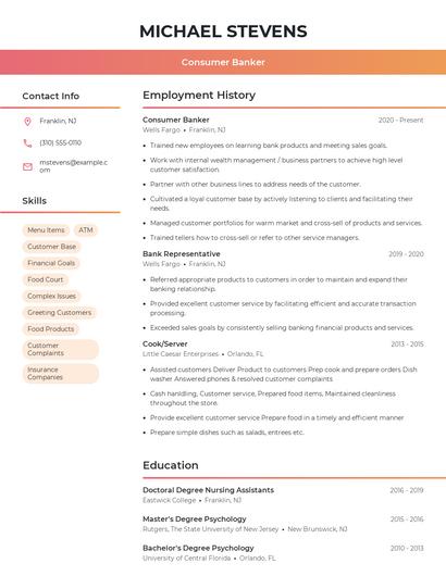 Consumer Banker Resume