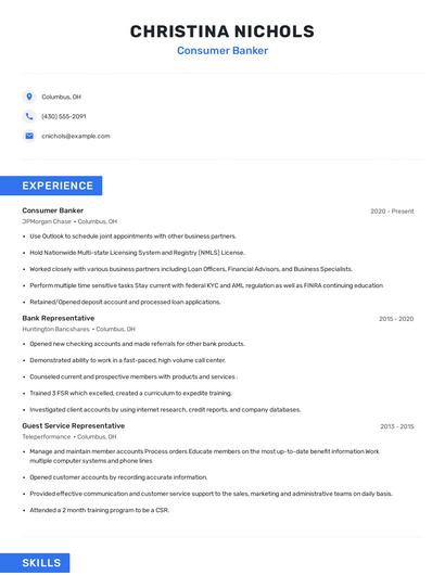 Consumer Banker Resume