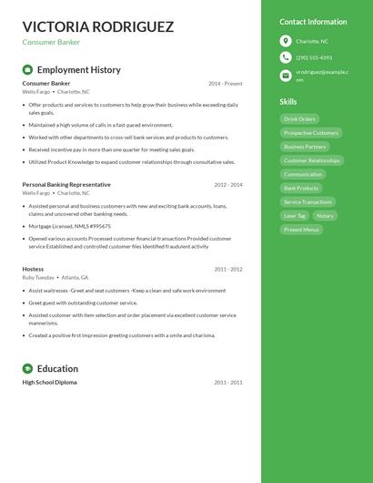 Consumer Banker Resume