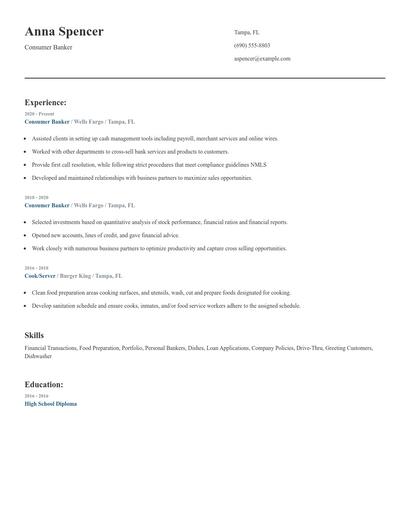 Consumer Banker Resume