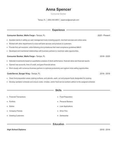 Consumer Banker Resume