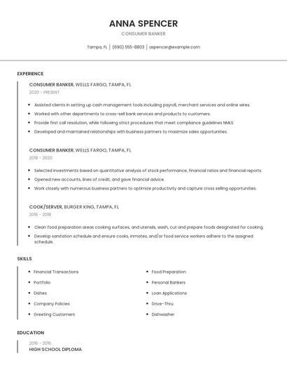 Consumer Banker Resume
