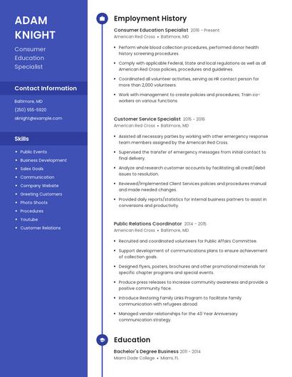 Consumer Education Specialist Resume