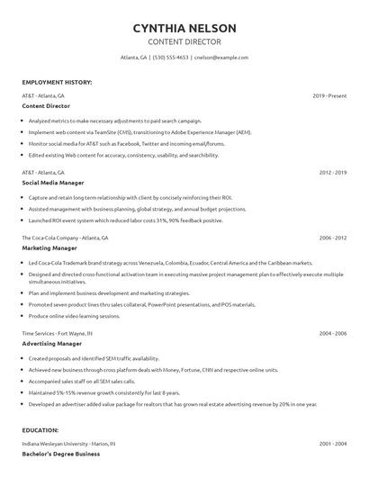 Content Director Resume