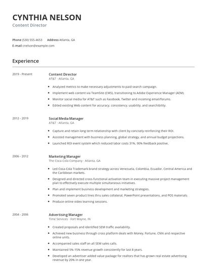 Content Director Resume