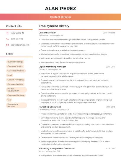 Content Director Resume