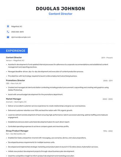 Content Director Resume