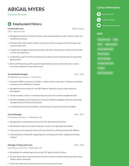 Content Director Resume