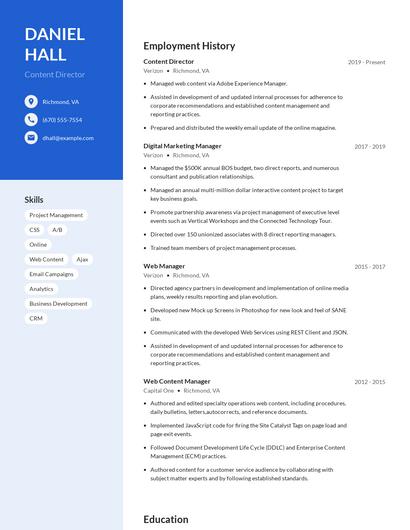 Content Director Resume