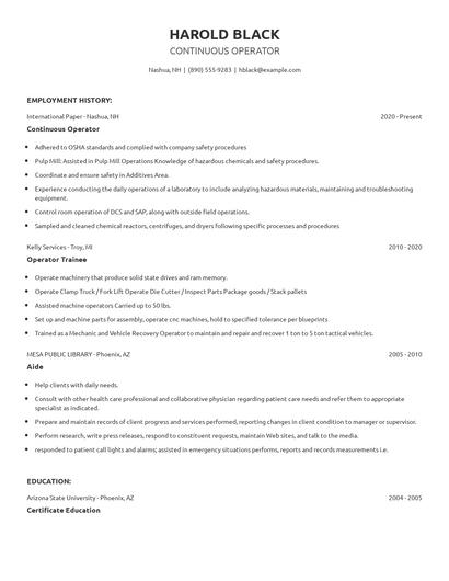 Continuous Operator Resume