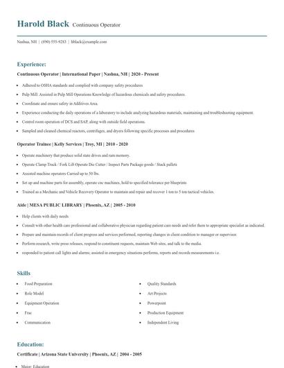 Continuous Operator Resume