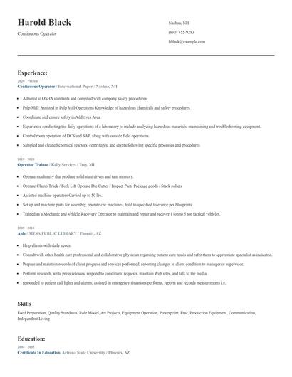 Continuous Operator Resume