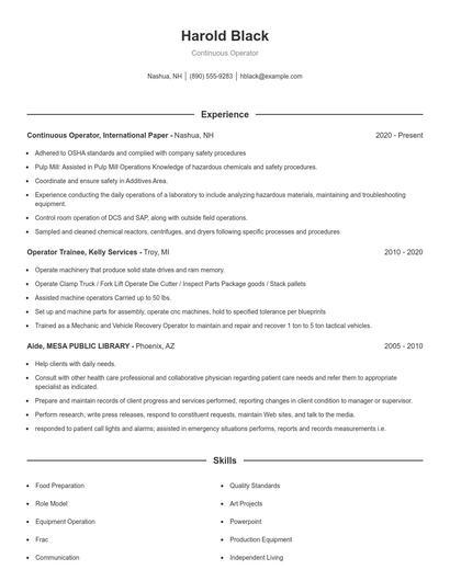 Continuous Operator Resume