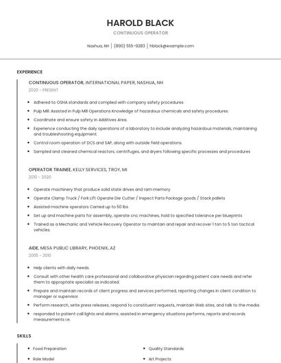 Continuous Operator Resume