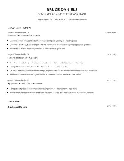 Contract Administrative Assistant Resume