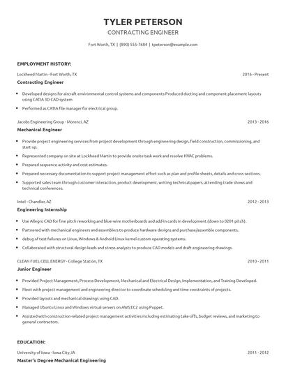 Contracting Engineer Resume