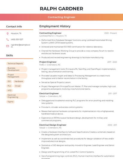 Contracting Engineer Resume