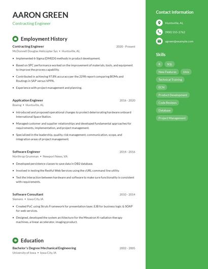 Contracting Engineer Resume