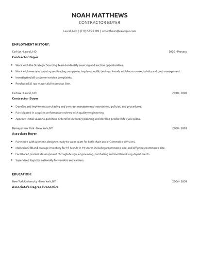 Contractor Buyer Resume