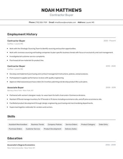 Contractor Buyer Resume