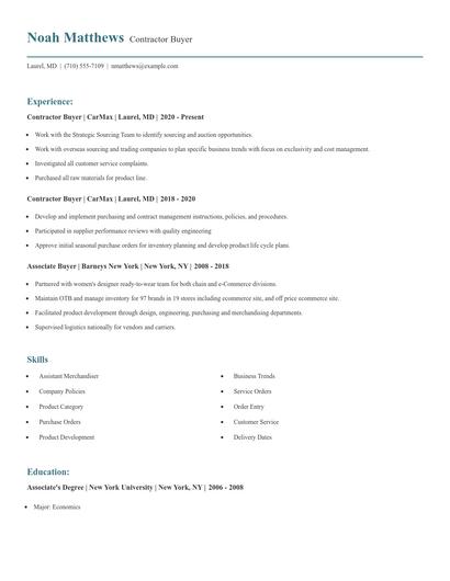 Contractor Buyer Resume