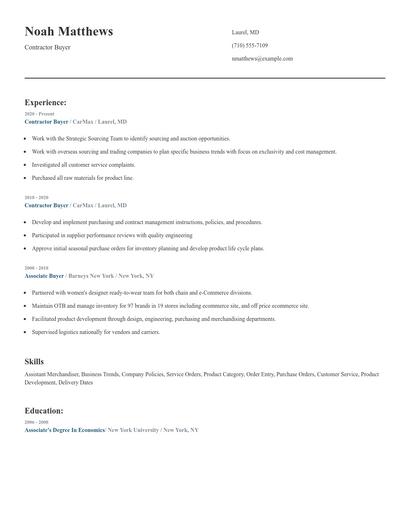 Contractor Buyer Resume