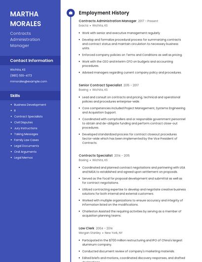 Contracts Administration Manager Resume