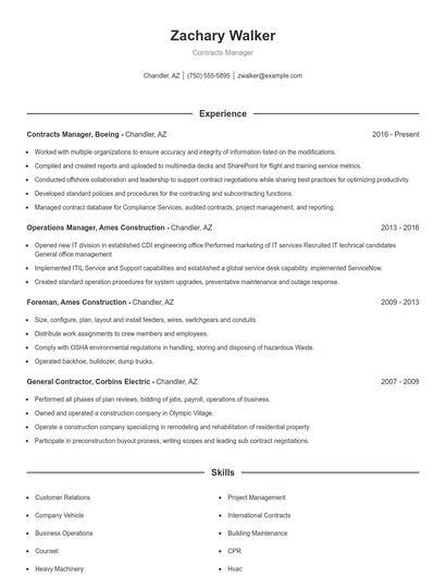 Contracts Manager Resume