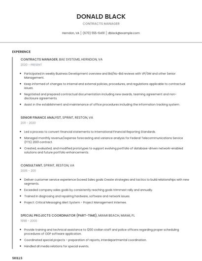 Contracts Manager Resume
