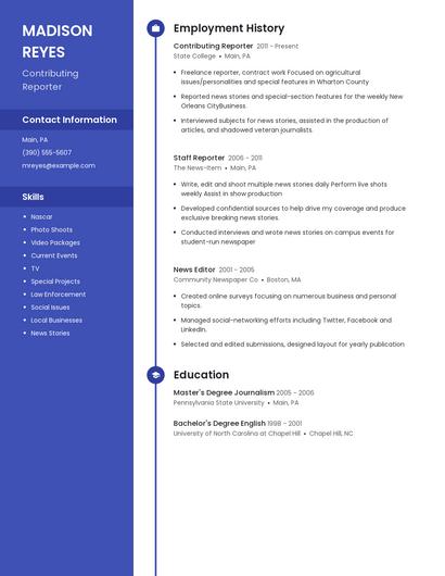 Contributing Reporter Resume